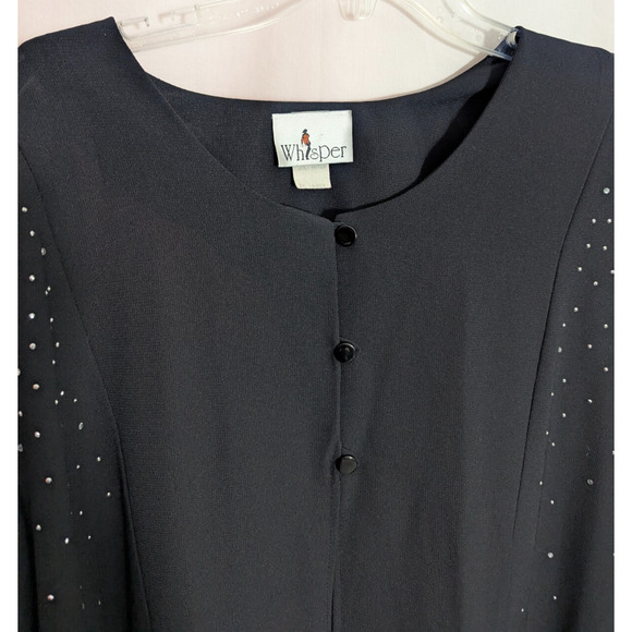 Vtg Whisper Black Rhinestone Long Blazer Jacket 3XL Y1 Whimsigoth Goth Glam - Picture 4 of 5